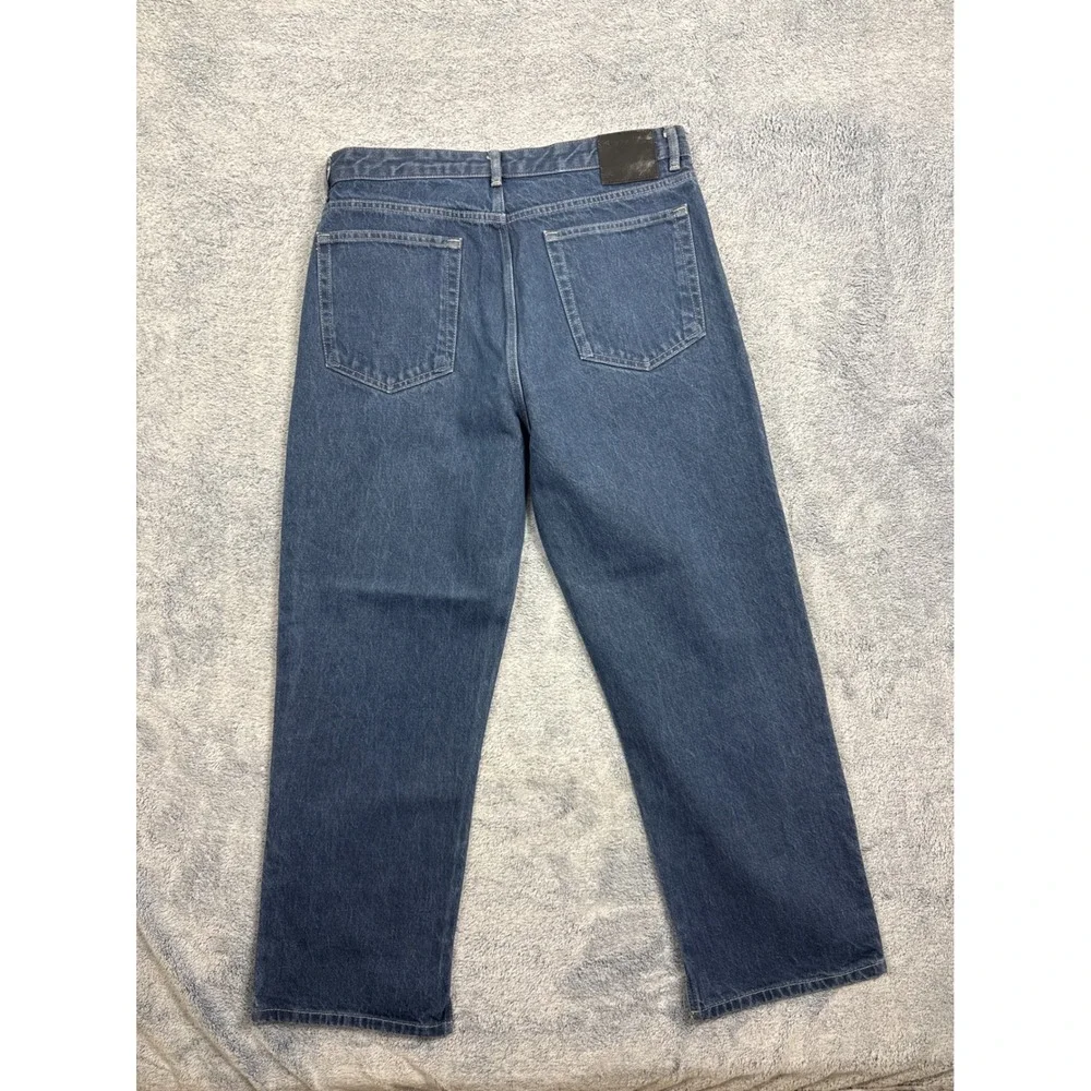 Zara Mens Straight Leg Jeans Dark Wash Blue Denim Size 34 34X30